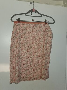 Cotton Cherokee Pink and Cream Floral Skirt